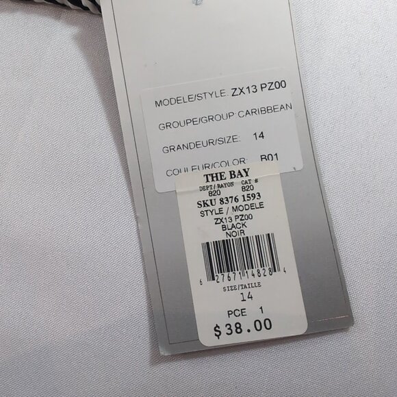 Point Zero Striped Halter Bikini Top Bathing Suit Women's 14 Black White NEW - Picture 3 of 11